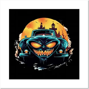 Possessed Classic Car in Halloween Landscape Posters and Art